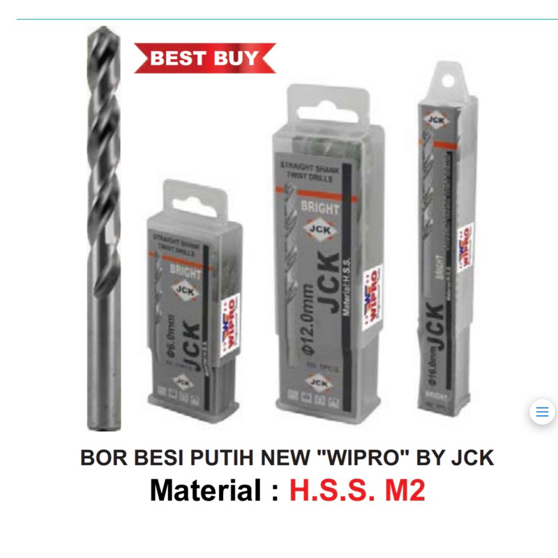 Mata Bor Besi 5mm Putih WIPRO JCK