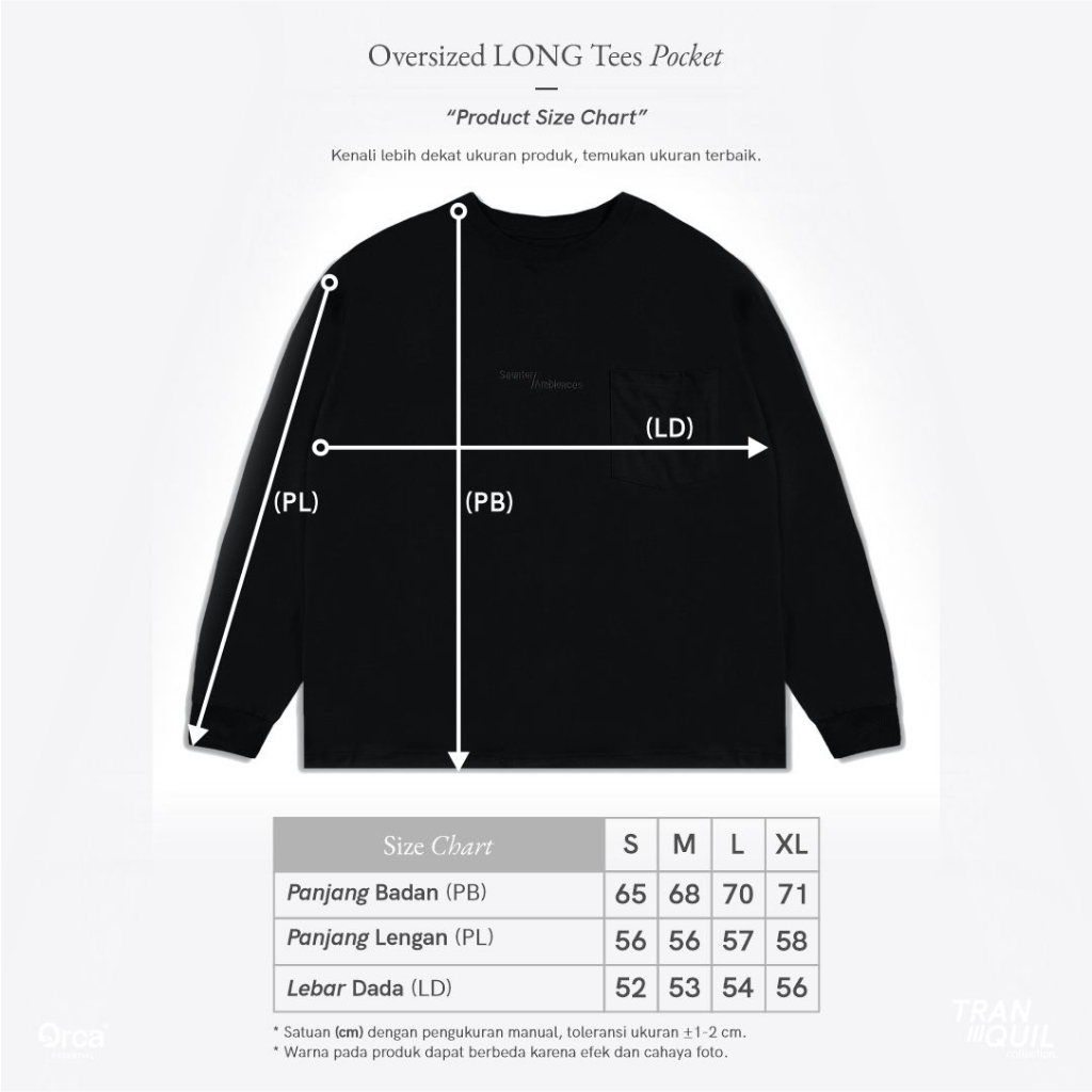 Orca Oversized Long Tees Pocket Black