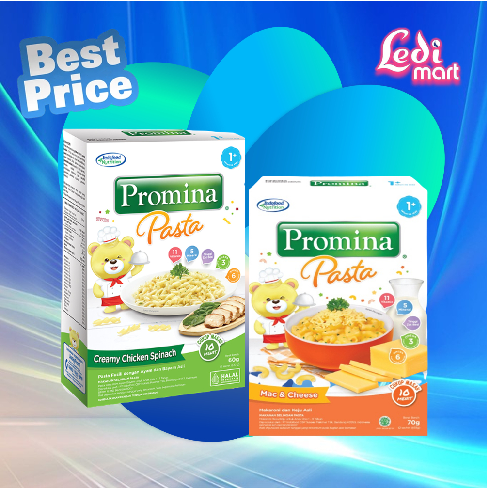 ORIGINAL Promina Pasta Mac n Cheese 60gr 70gr Usia 1+ / Pasta Creamy Chicken Spinach / Pasta Bayi / Makanan Bayi / Snack Bayi / Cemilan Bayi / LEDIMART