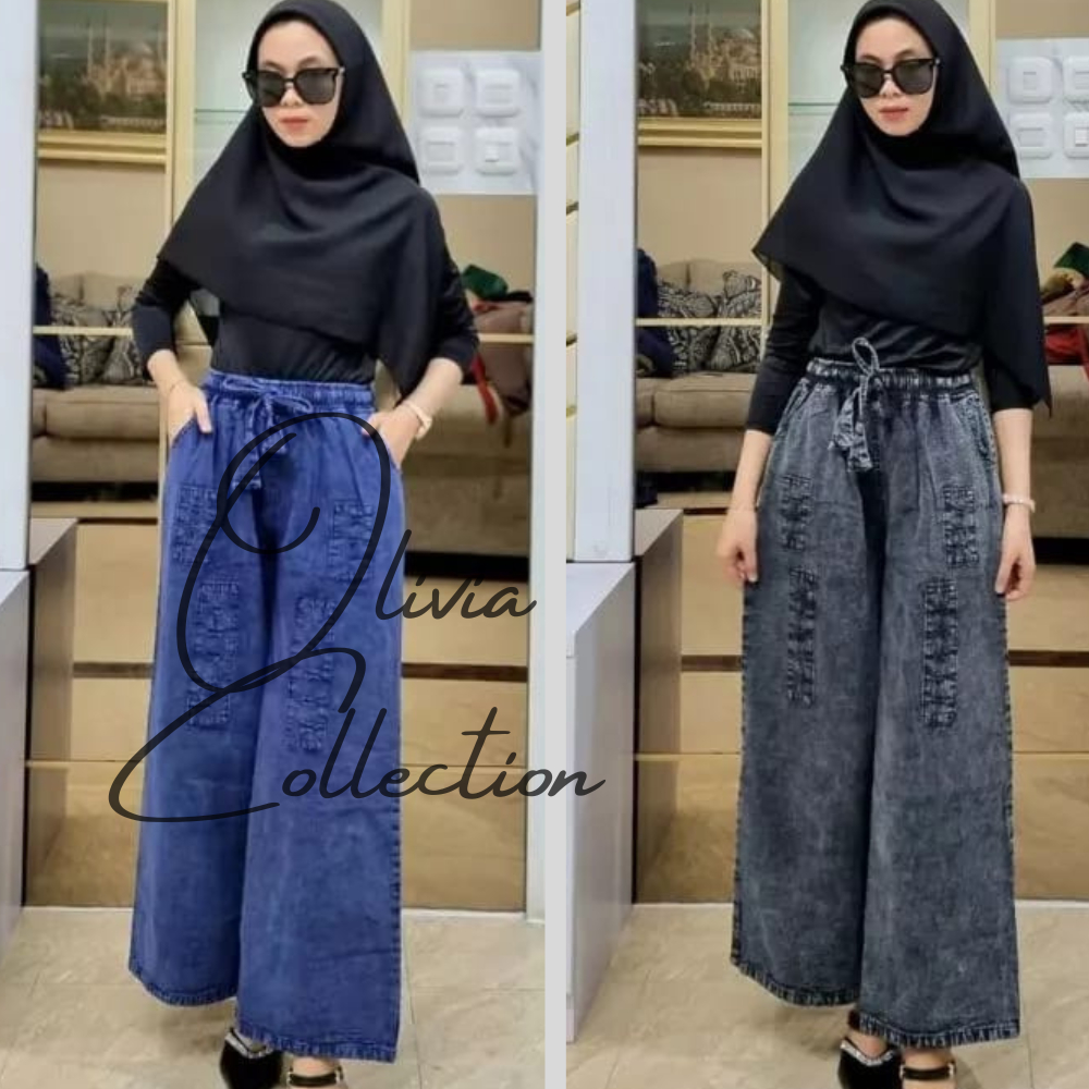 COD ✅ Celana Kulot Sobek Jeans Wanita Denim Premium Bawahan Wanita Murah Jumbo