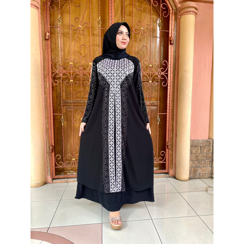 Gamis Abaya Hitam Turkey Bordir | Gamis Arab Sayri Mewah