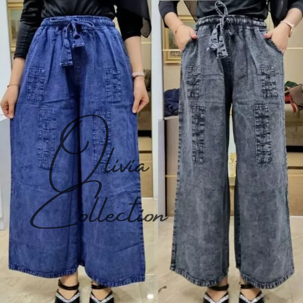 COD✅ KULOT JEANS JUMBO SOBEK TERBARU BELAH SAMPING  JOY  XXL XXXL 3L 3XL 4L