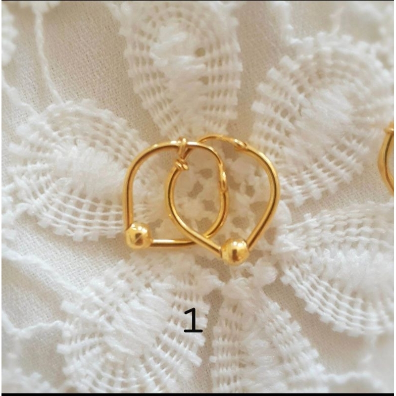 Anting Ring Bola 1 Lonjong Emas Muda 1/2 Gram 1 Gram