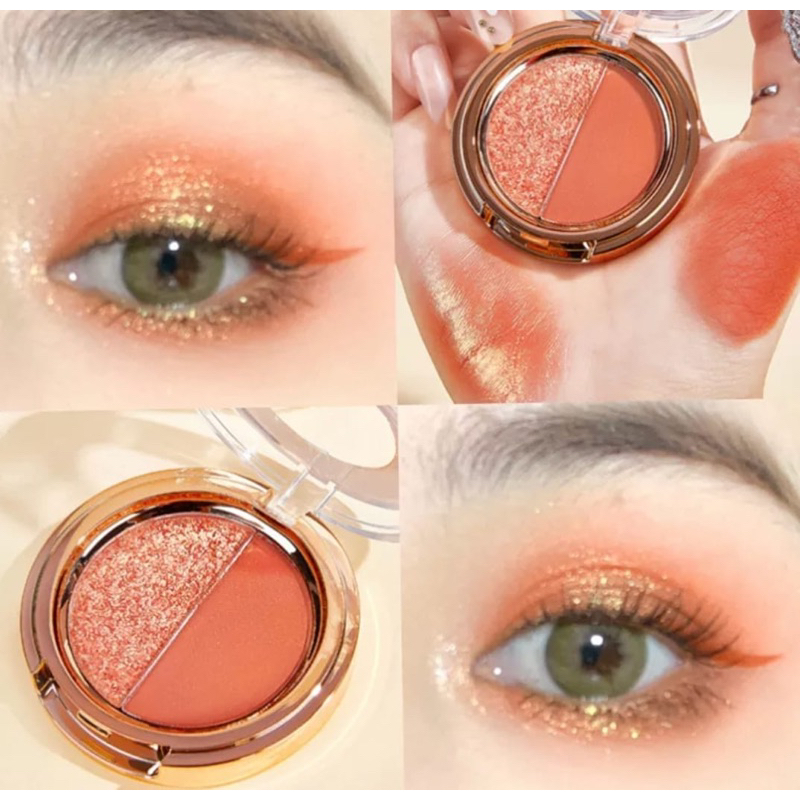 Eyeshadow Glitter Dua Warna Palet Tahan Air Glitter Emas