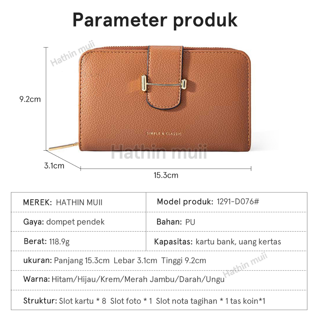 Hathin muii - Dompet panjang impor fashion korea Dompet LipatWanita Lipat Bahan Kulit PU Leather Premium dompet wanitaritsleting