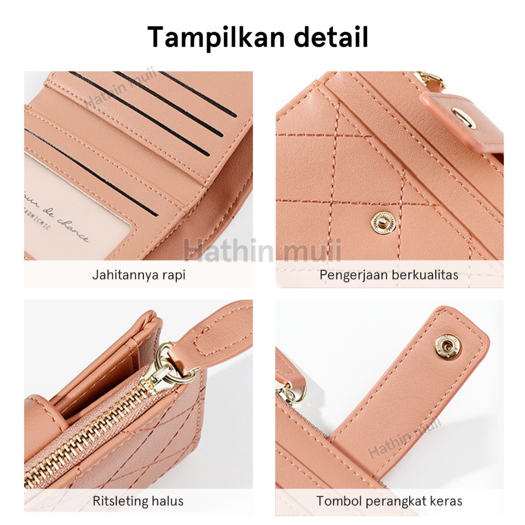 Hathi muii - Dompet Wanita Pendek  Lipat Dompet KOREA IMPORT SLOT KARTU  RESLETING KOIN PENDEK PU Leather Premium