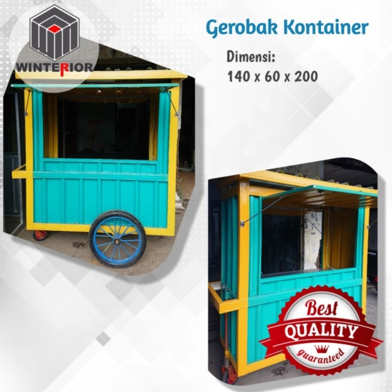 Gerobak Kontainer / 140x60x200 / Gerobak Galvalum / Gerobak Roda / Gerobak Bajaringan / Kaki Lima / 
