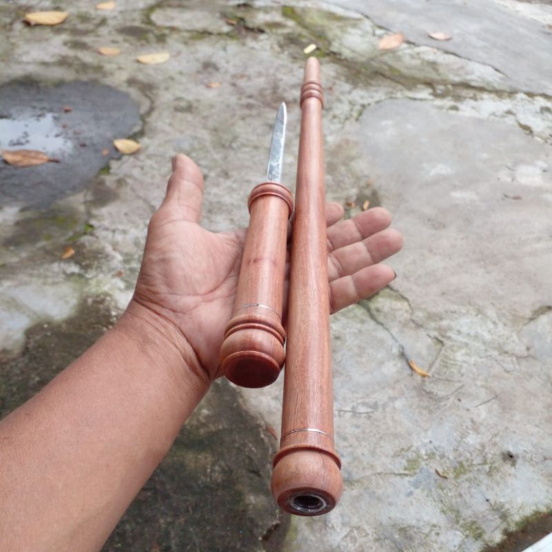 Tongkat komando kayu stigi laut asli