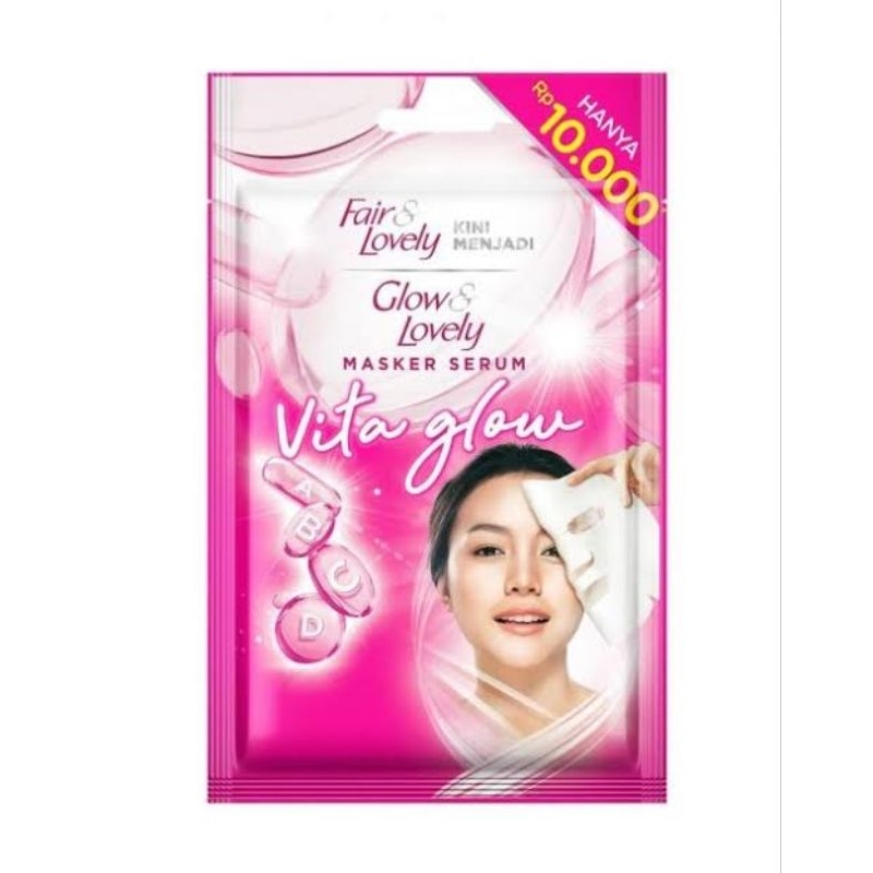 Glow And Lovely Vit A Glow / Bright c Glow Serum Sheet Mask 20g Masker Wajah / Fair Lovely / Glow Lovely / Glow &amp; Lovely