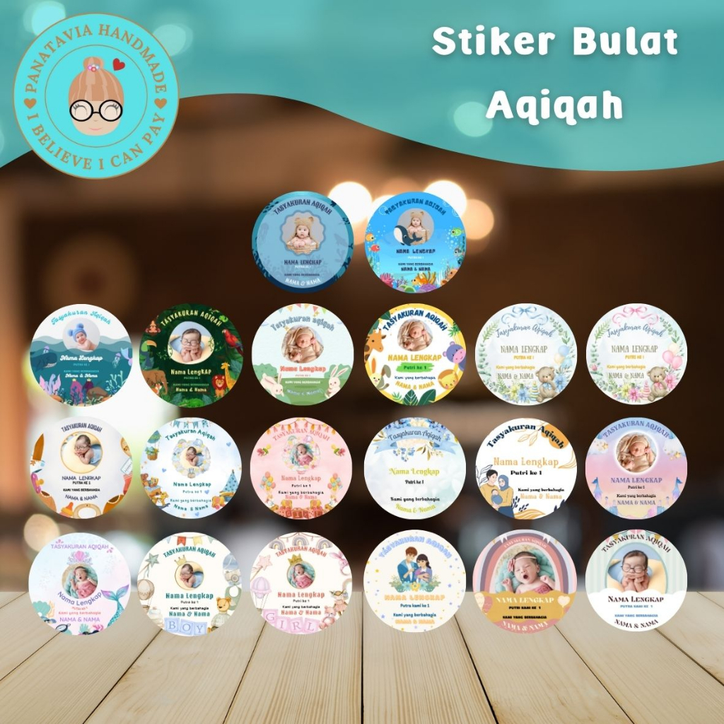 Stiker Tasyakuran Aqiqah Bulat Lembaran A3+ |Tasyakuran Kelahiran Anak / Syukuran 40 Harian