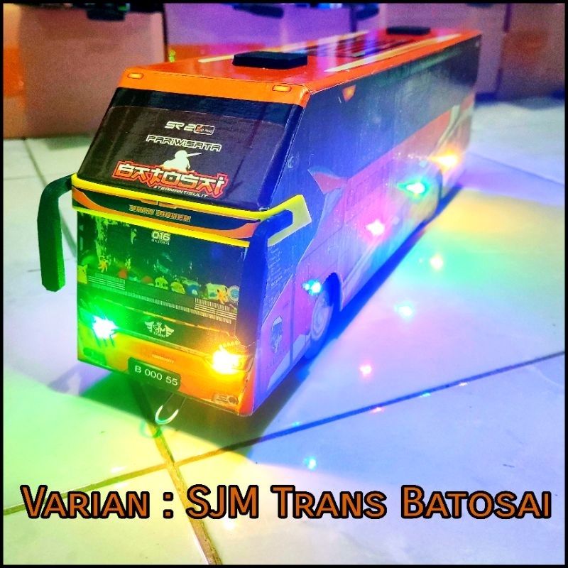 Miniatur Bus Telolet Basuri SJM TRANS Ratu Maher Batosai Full Lampu