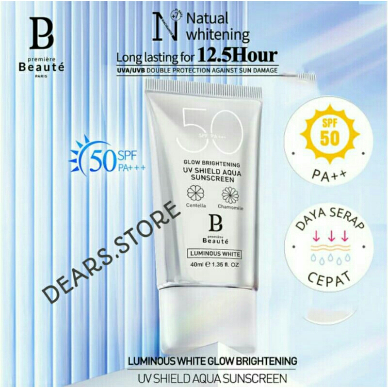 Premiere Beaute Luminous White Series Glow Brightening UV Shield Aqua Sunscreen 40 ml