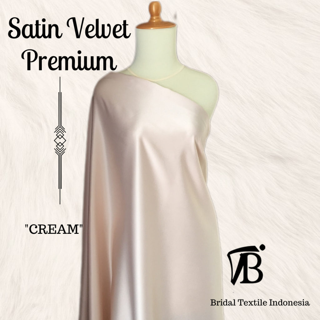 Kain Bahan Furing Satin Velvet Premium Background Backdrop Foto Produk Warna Cream Krem