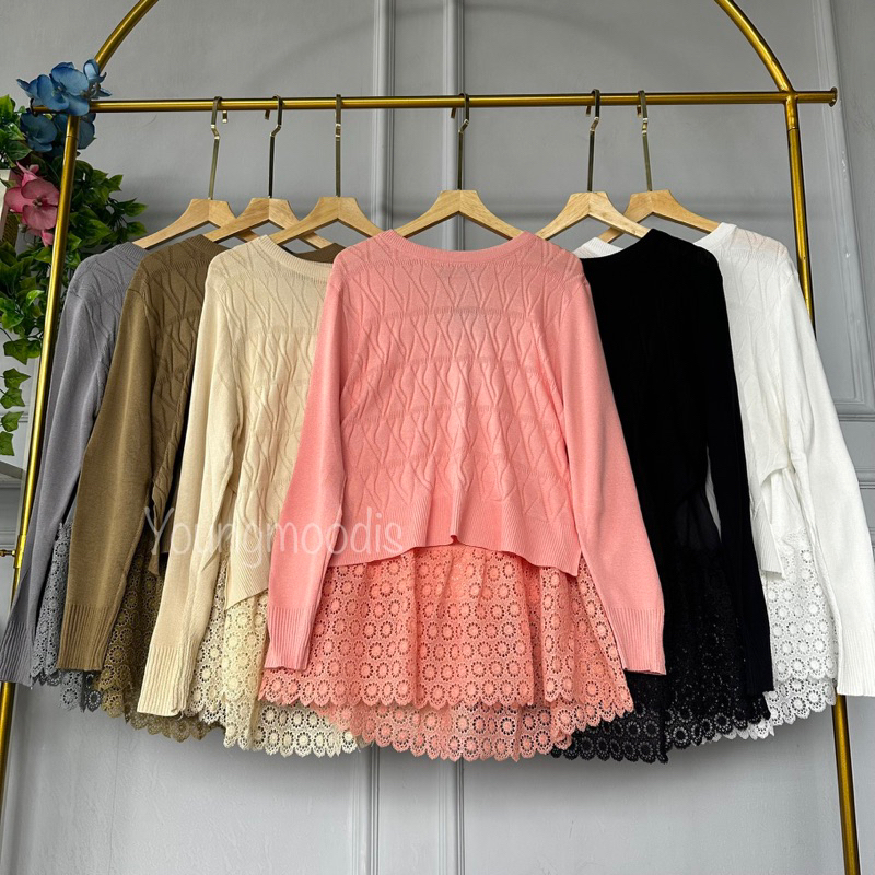 youngmoodis Lilly blouse rajut Lace import