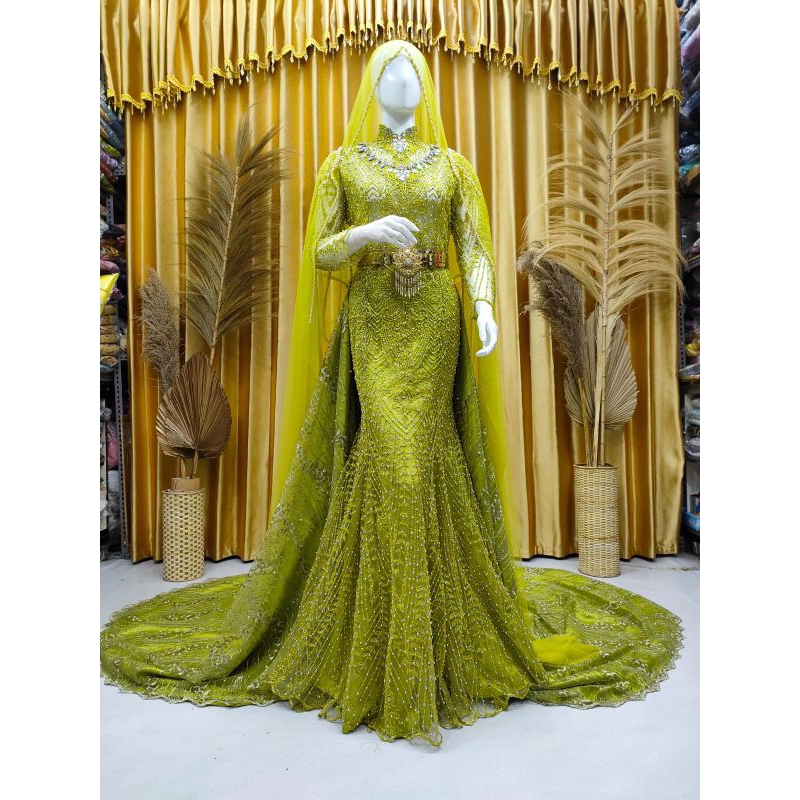 kebaya pengantin span duyung full Payet ada ekor)