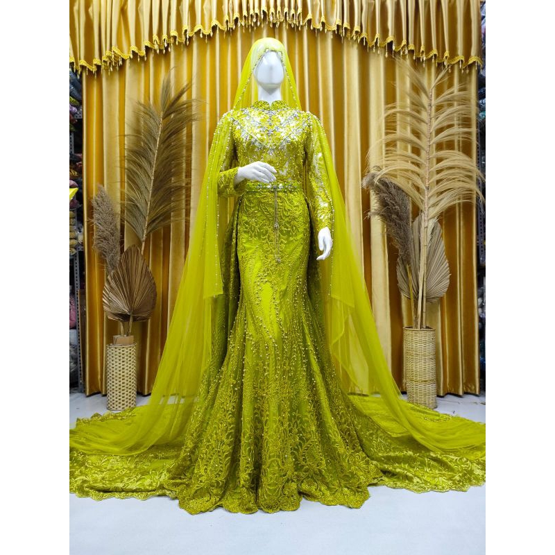 kebaya pengantin span duyung full Payet