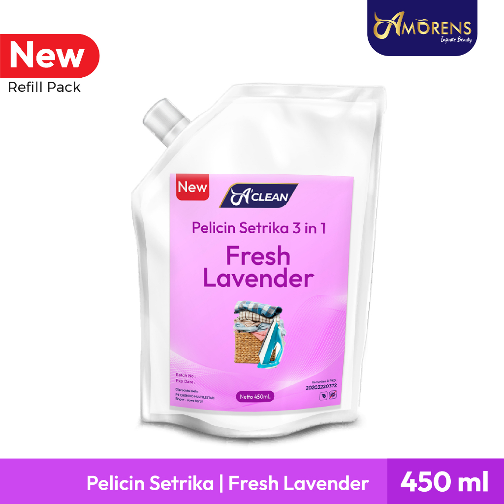 Pelicin Setrika Pakaian 3 in 1 Refill Pack 450 ml / Pengharum dan Pelembut Pakaian &amp; Laundry [450ml]