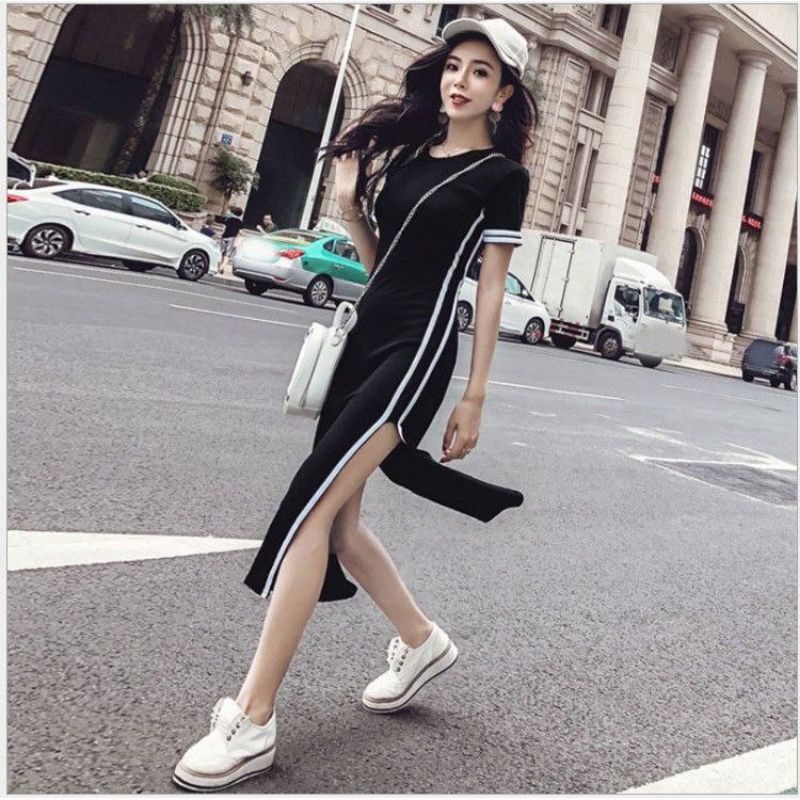 PAKAIAN WANITA BAJU LONG DRESS BLUDRU LIST