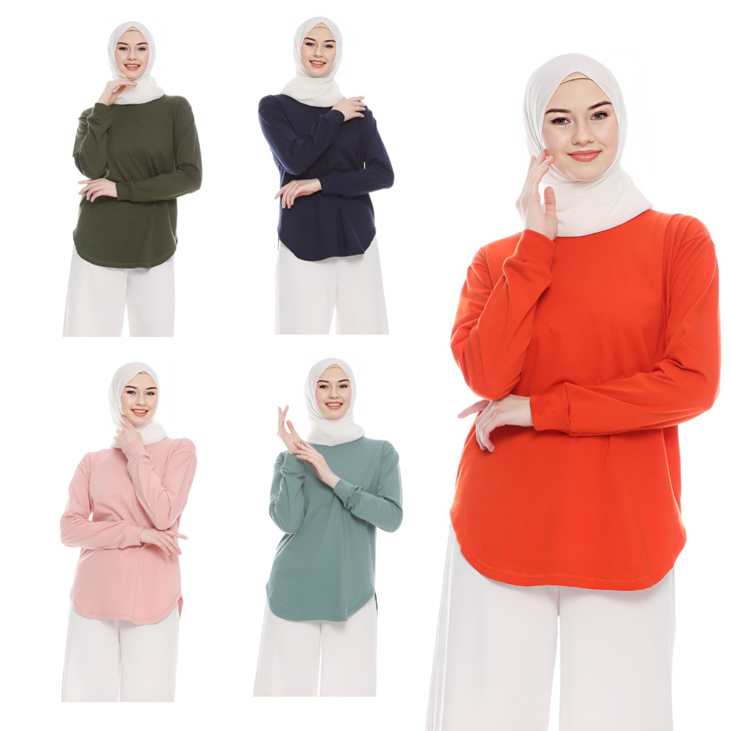 KAOS WANITA LENGAN PANJANG/BAWAHAN OVAL VIRAL TERBARU /BAHAN KATUN COMBAT20S