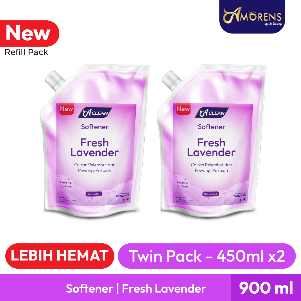 [Twin Pack] PROMO Softener Refill Pack 2x 450 ml / Pelembut dan Pewangi Pakaian Amorens [ 450ml ]