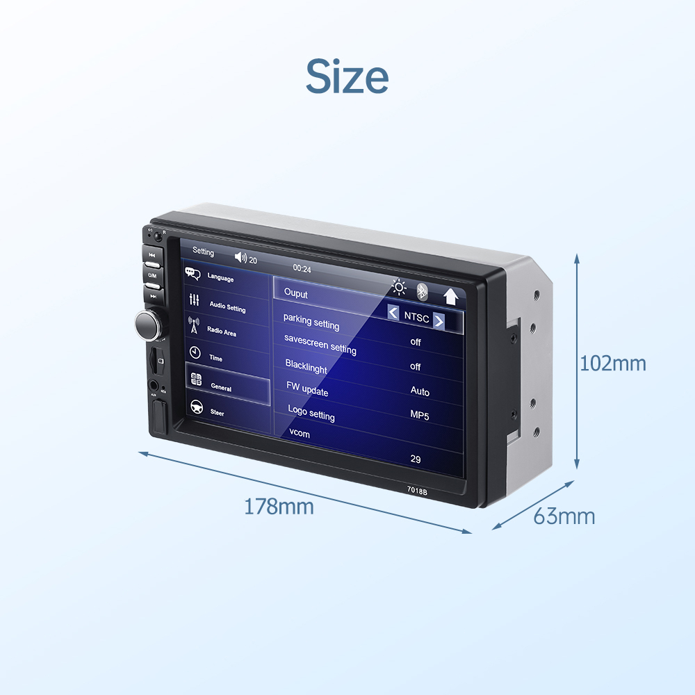 【Hadiah gratis】7018B universal Head Unit Android/iPhone Double Din 7 Inch Bluetooth Audio Car MP3 MP5 Player In Touch Screen Radio Dan Kamera Mundur Mobil LED