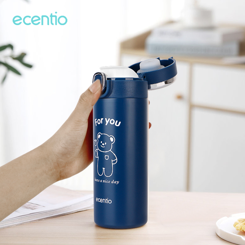 Foodi 420ml termos air panas mini Led Display Vacuum Cup 304 stainless steel Biru tua tumbler minum termos botol minum termos