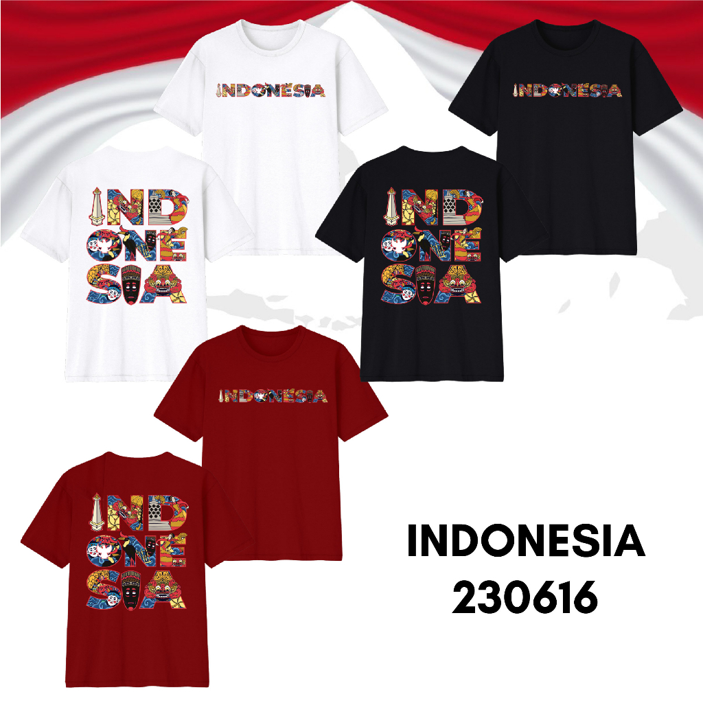 Baju Kaos Kemerdekaan Indonesia Size Bayi Sampai Dewasa Seri Bahan Katun Combed 30s