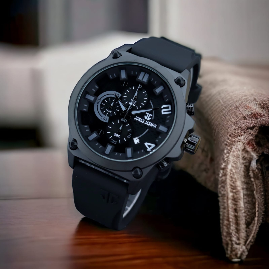 Jam Tangan Jonas Jasmin JJ-5327L Strap Karet Tanggal &amp; Chronograph Aktif inc.Box &amp; Kartu Garansi Original