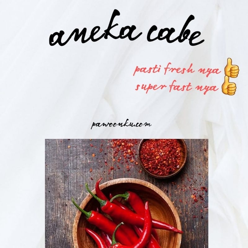 

Aneka Cabe || Cabai Merah Hijau Rawit Keriting FRESH NO BUSUK || 100gr 250gr