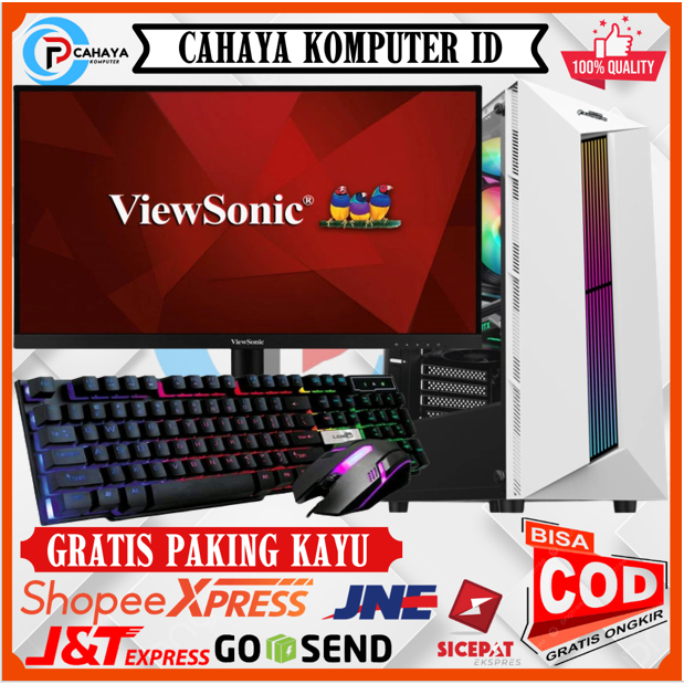 Gaming Pc Intel i3 10100F Ram 16GB SSD NVME 256GB VGA Gtx 1050 Ti 4GB Monitor 24 Inch Siap Pakai