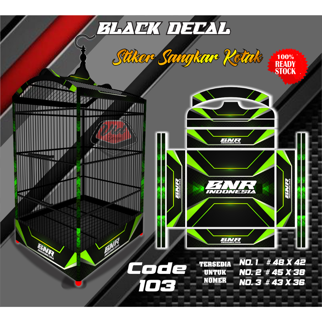 Stiker Sangkar Burung Kacer Cucak Ijo BNR Indonesia No 1 2 3