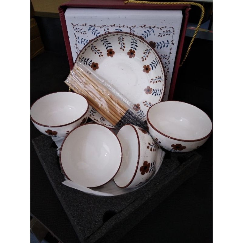 piring set keramik batu /piring set mangkuk