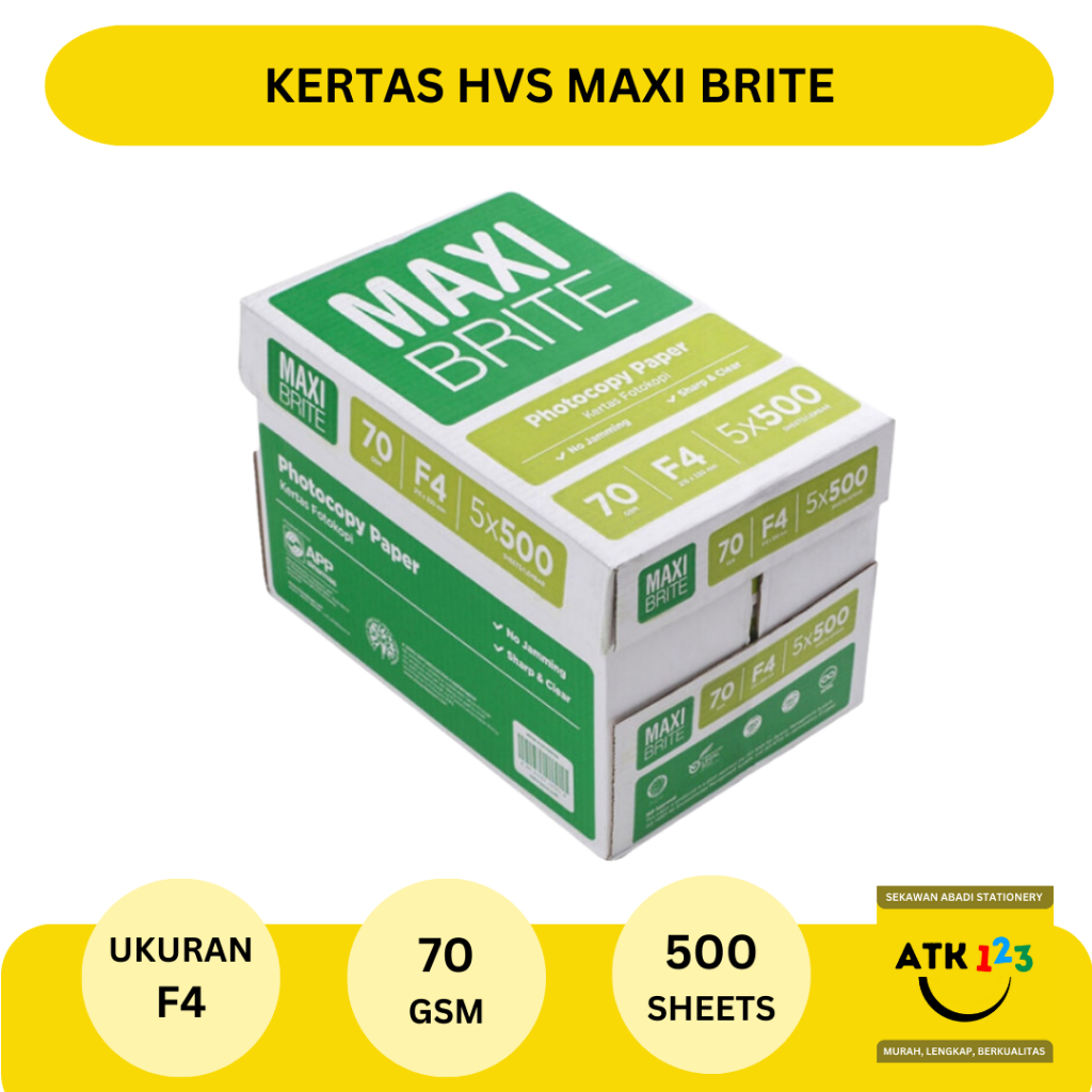 Kertas HVS F4 70 gram Merk Maxi Brite