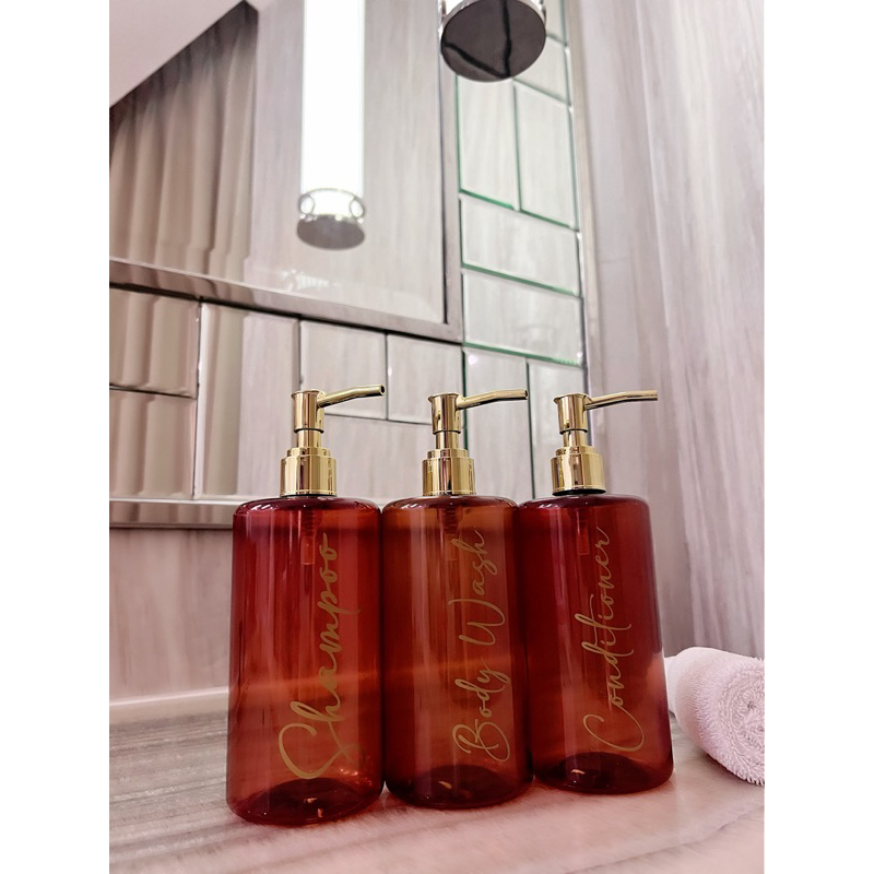 botol COKLAT N24 500ml GOLD NEW LUXURY . aesthetic bottle minimalist refill organizer tempat sabun cair pump estetik