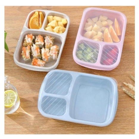 Lunch Box 3 Sekat Bahan Jerami Gandum Wheat Straw/Kotak makan/Box bekal makanan