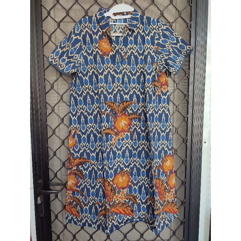 PRELOVED Dress Batik Biru Danarhadi