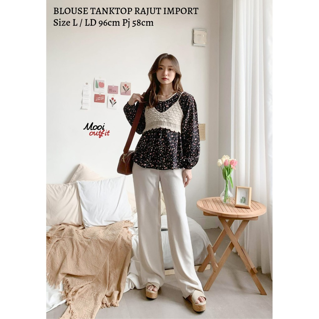 Blouse Rompi Rajut Korean Style Wanita / blouse wanita korean style rompi rajut