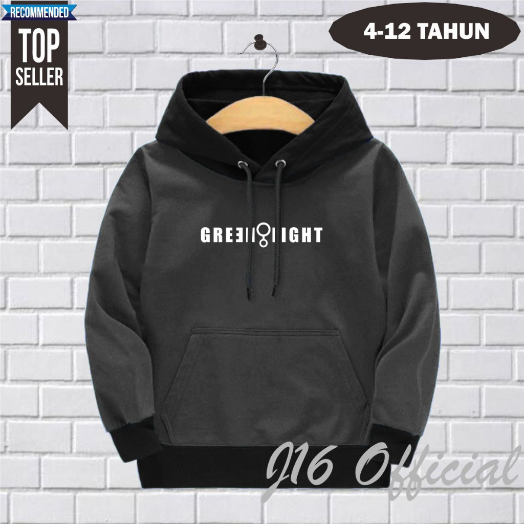 PREMIUM Sweater Hoodie GREENLIGHT Anak 3-11 Thn Bahan Tebal Lembut dan Adem