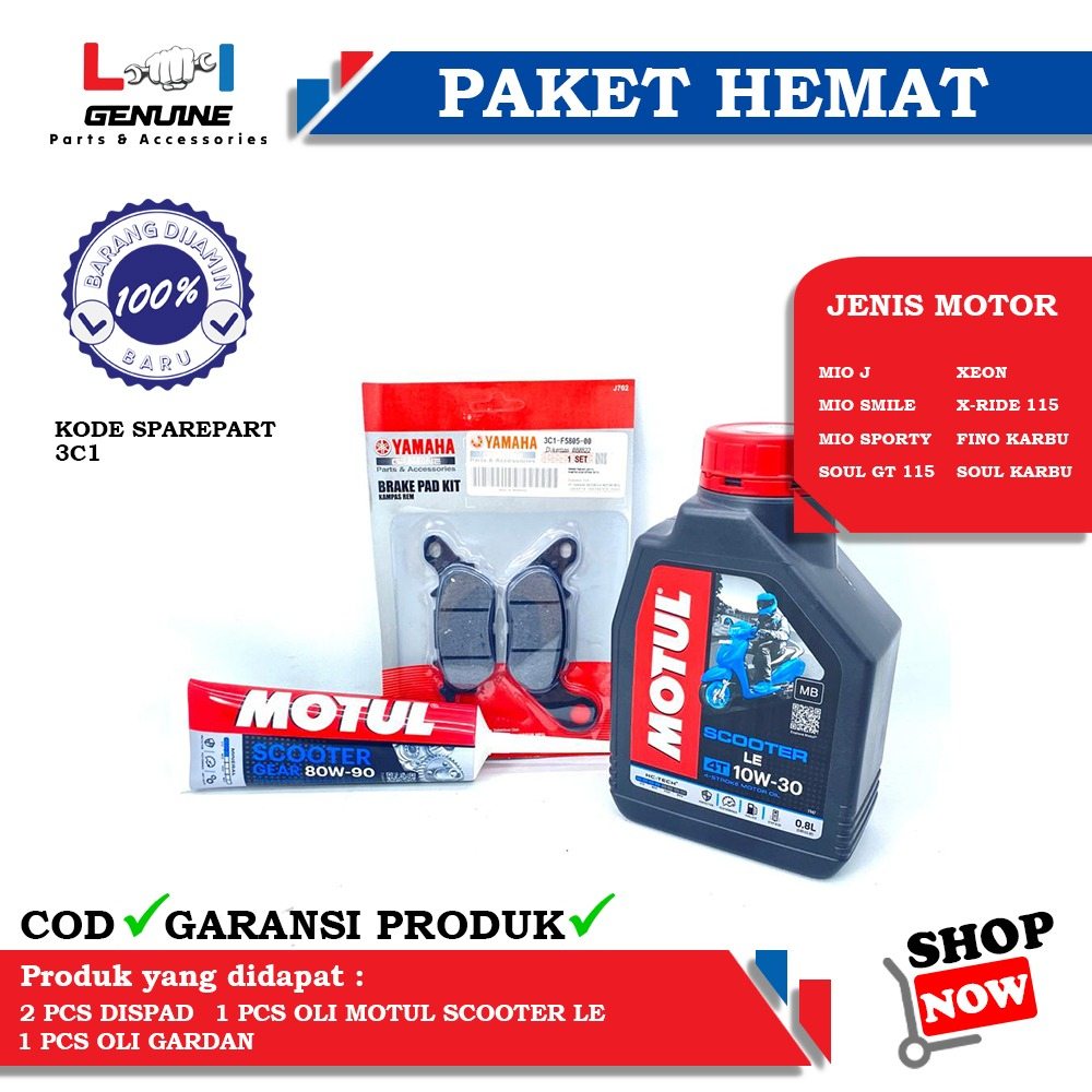 -LOI- PAKET SERVICE HEMAT YAMALUBE MATIC SET OLI YAMALUBE GEAR 100ML &amp; DISPAD MIO J, SOUL GT 115, SOUL KARBU, MIO SMILE, FINO FI 115, FINO KARBU, XRIDE 115