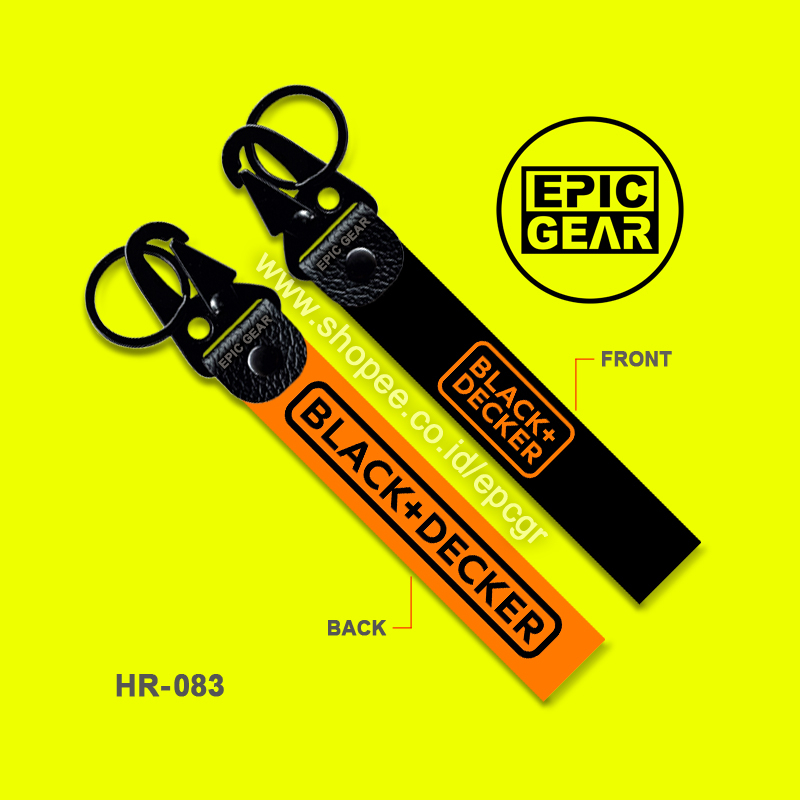 HIGH QUALITY GANTUNGAN KUNCI SEPEDA MOTOR MOBIL LOGO POWERTOOLS BLACK DECKER PREMIUM KEYCHAIN BLACK+