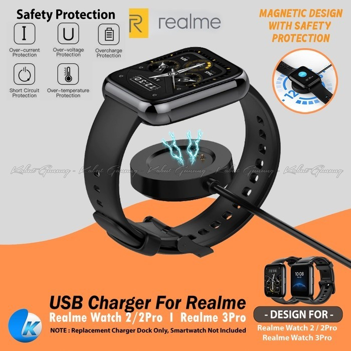 USB Kabel Charger Realme Watch 3 Pro / Watch 2 / Watch 2 Pro / Watch 1 Dock Cable Charger Magnetic Smart Watch Realme Watch 3 Pro / Watch 2 / Watch 2 Pro / Watch 1 Docking Charger Kabel