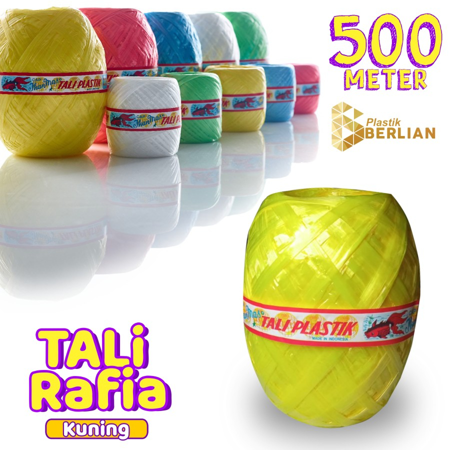 

Tali Rafia Besar / Tali Plastik Warna Warni Panjang 500 meter - Kuning