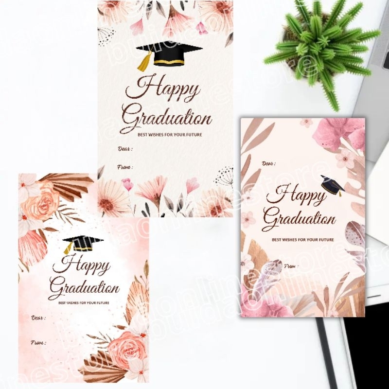 

Kartu Ucapan Hangtag Stiker Label Happy Graduation Selamat Hari kelulusan wisuda sekolah motif flower aesthetic rustic dekorasi kemasan hampers parcel kado gift hiasan buket bunga paperbag souvenir