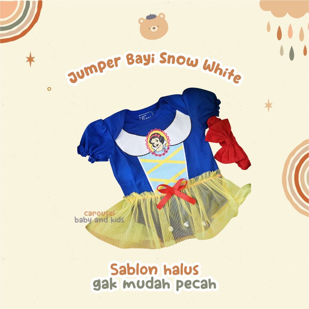 Jumper Dan Headband Princess Snow White Setelan Baju Anak Perempuan By Carouselofficial