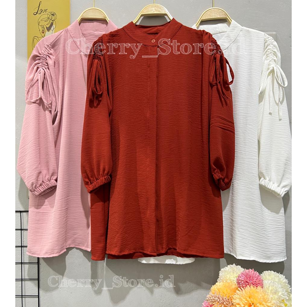 Cherry_KD03 | atasan kemeja wanita muslim | blouse airflow lengan panjang