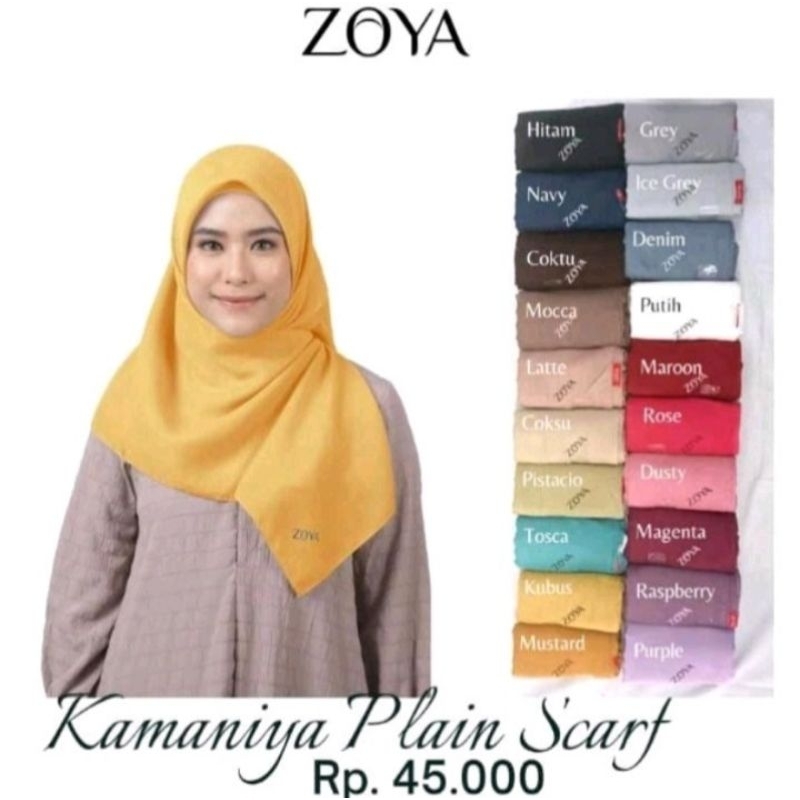 Zoya - Kamaniya Scarf Kerudung Hijab Segi Empat Polos Bahan Voal