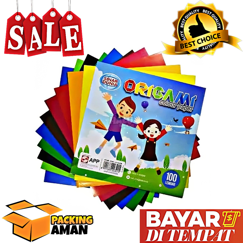 

(BISA COD) PROMO 100 Pcs Kertas Lipat / Kertas Origami Besar 100 Lembar SIDU 16 x 16 CM