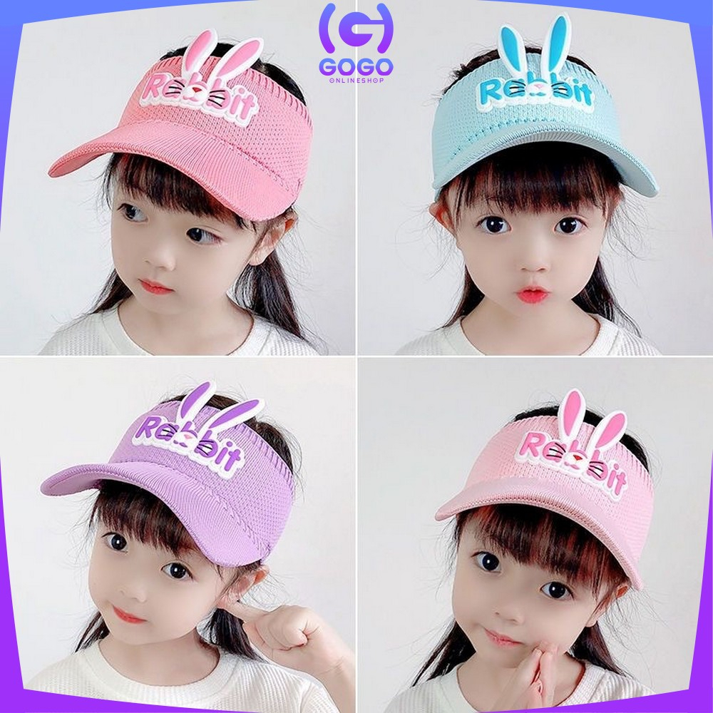 GOGO-P579 Topi Anak Rajut Visor Pantai Motif Kelinci Baseball Anti Uv / Topi Fashion Anak Rabbit Topi Golf Senam Sport Olahraga Fashion Girl