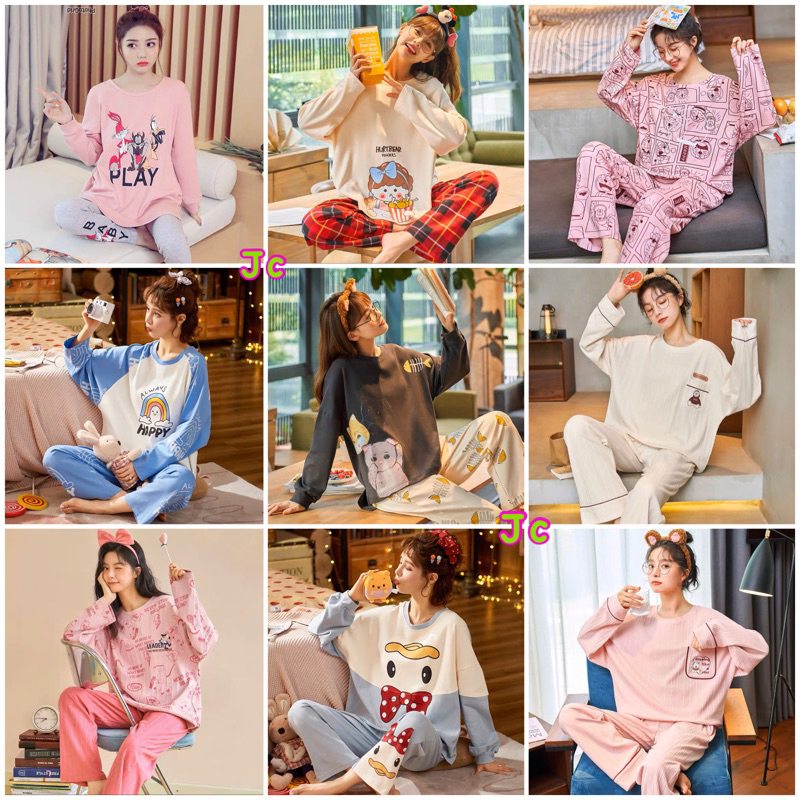 JC- STELAN IMPORT PP / Stelan piyama kaos import / Stelan tidur wanita muslimah panjang / Piyama Wanita Import Terbaru