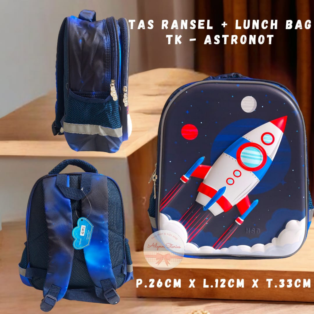 Tas Ransel Sekolah Anak TK Set Lunch bag 2in1